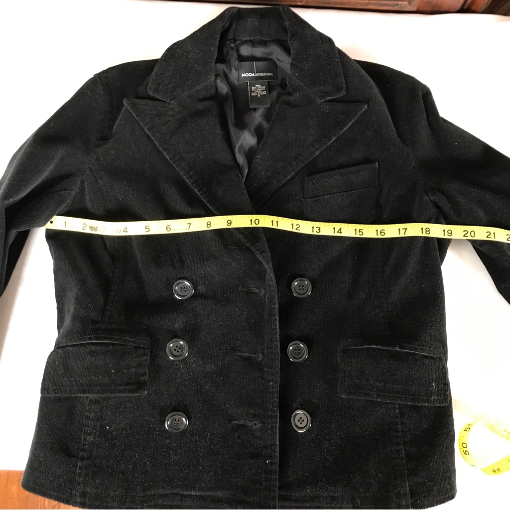Nw0t Corduroy Elbow Patch Blazer Moda International Double Breasted Coat Vs — image 8 of 8